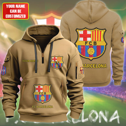 Personalized Barca FC Embroidery Zip-Hoodie Cotton Jacket