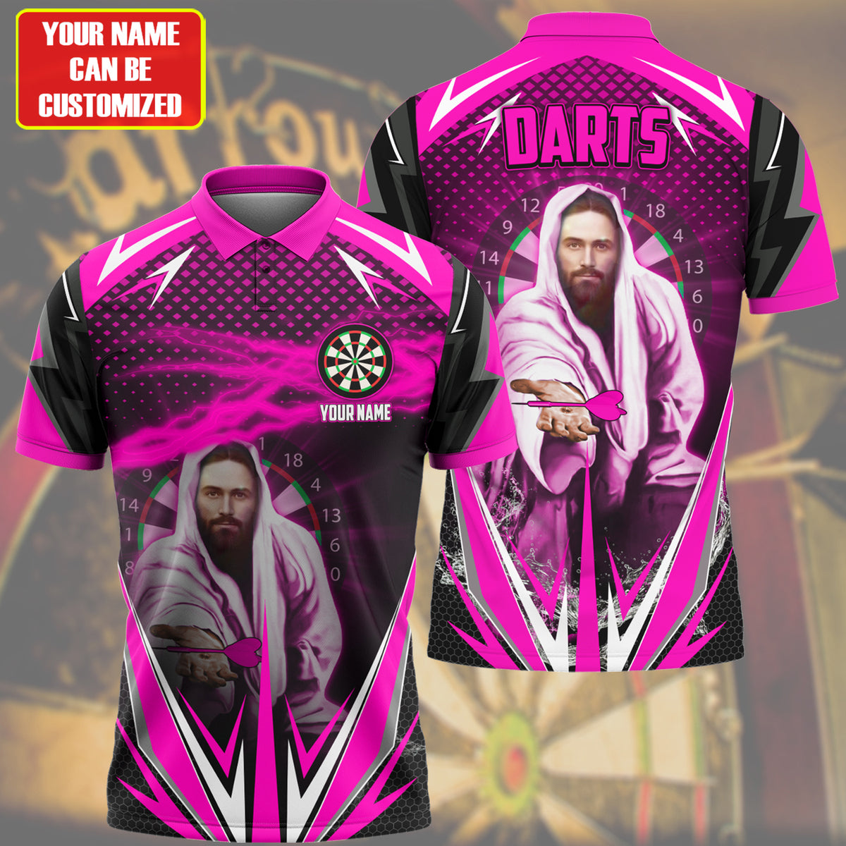 Personalized Name Jesus Darts Pink Version All Over Printed Unisex Shirt Q280210