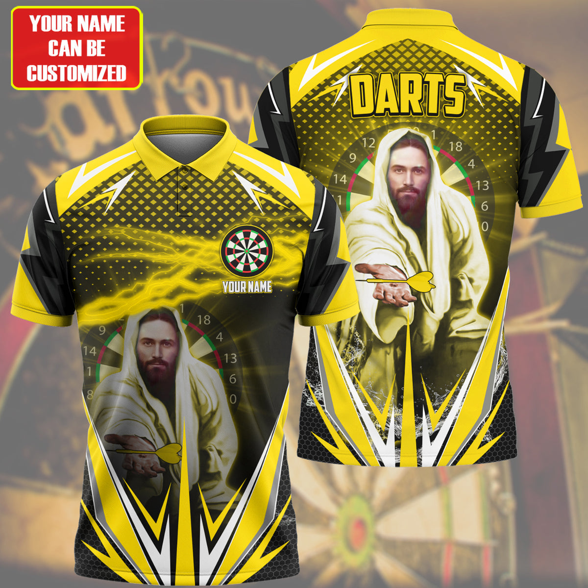 Personalized Name Jesus Darts Yellow Version All Over Printed Unisex Shirt Q280210