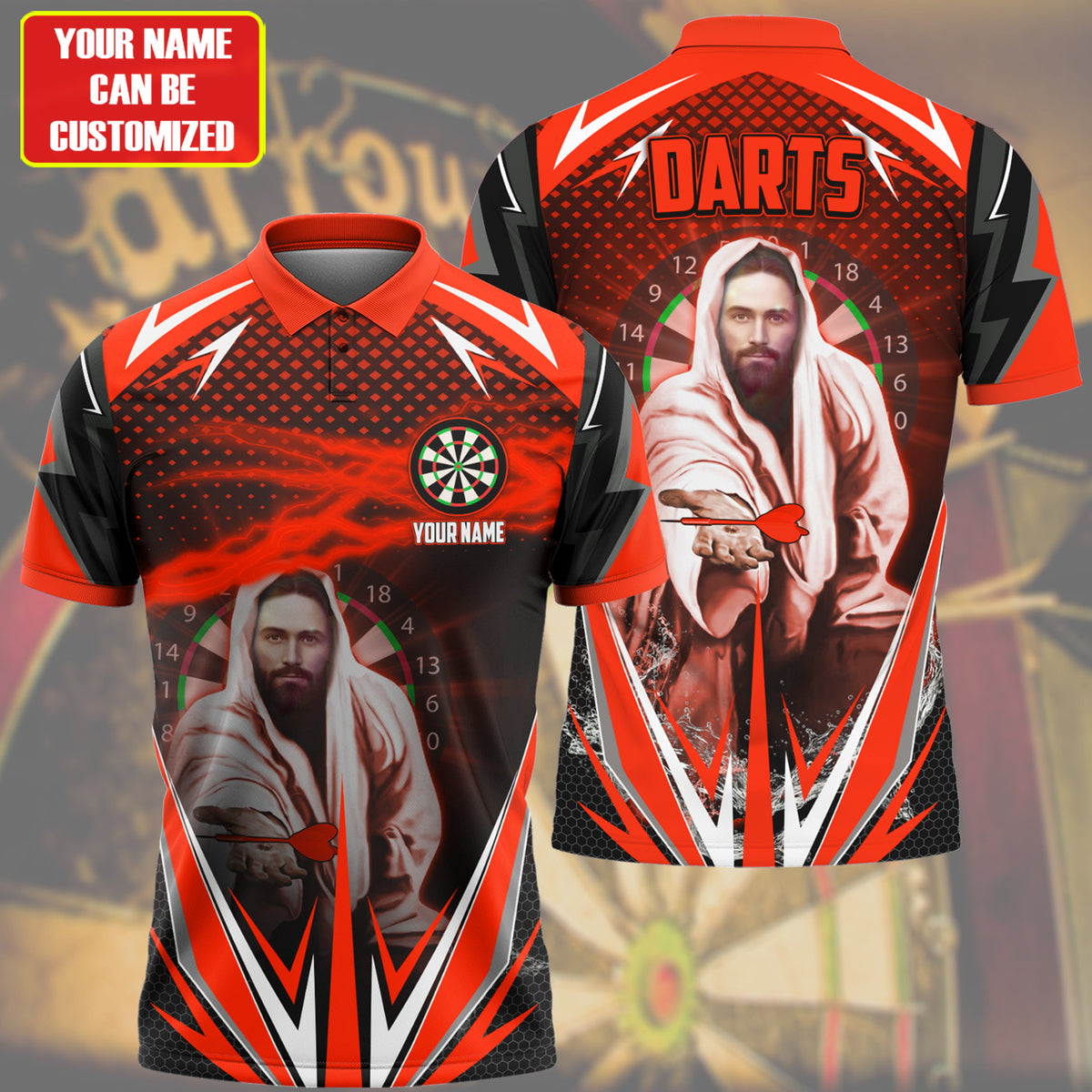 Personalized Name Jesus Darts Red Version All Over Printed Unisex Shirt Q280210