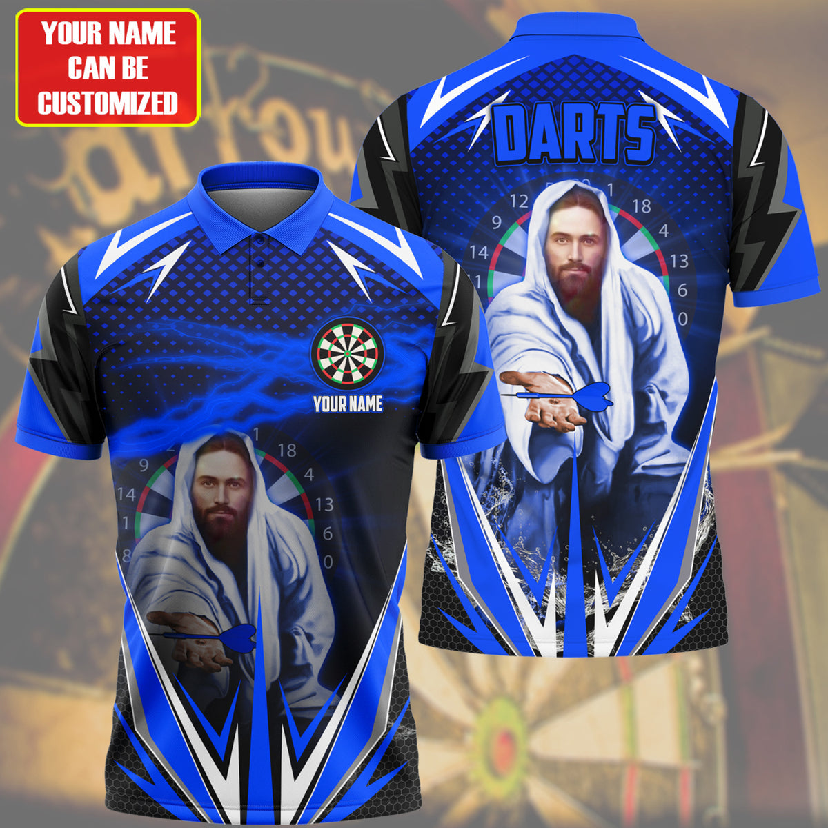 Personalized Name Jesus Darts Blue Version All Over Printed Unisex Shirt Q280210
