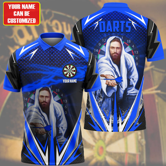 Personalized Name Jesus Darts Blue Version All Over Printed Unisex Shirt Q280210