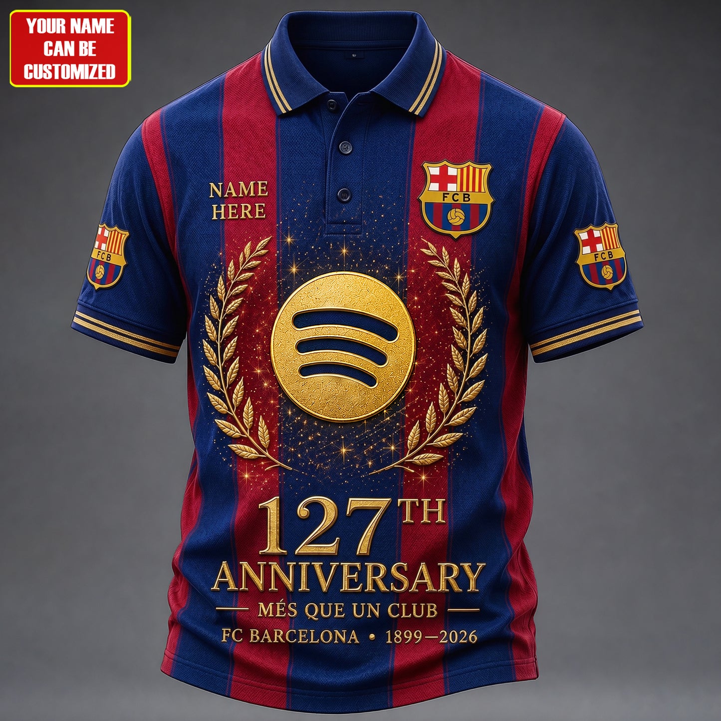 Personalized Barca FC 127TH Anniversary Sport Polo Shirt (1899-2026)