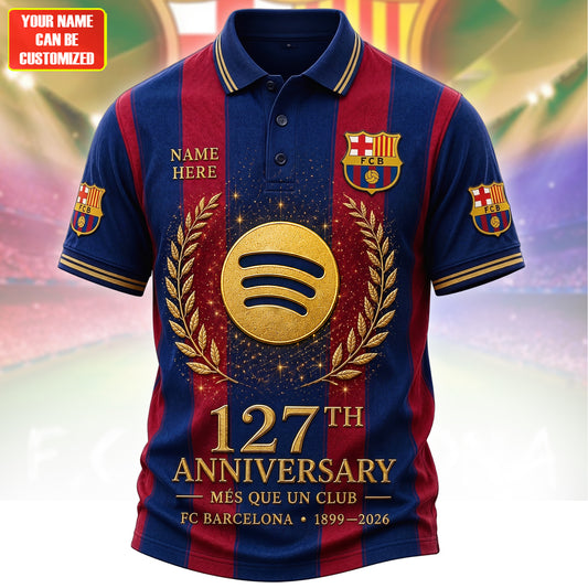 Personalized Barca FC 127TH Anniversary Sport Polo Shirt (1899-2026)