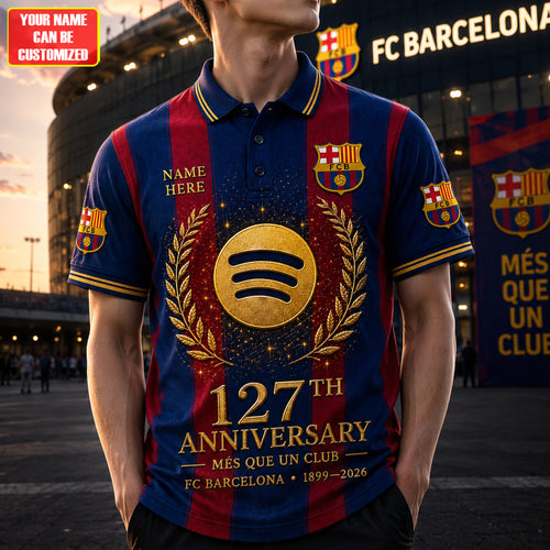 Personalized Barca FC 127TH Anniversary Sport Polo Shirt (1899-2026)