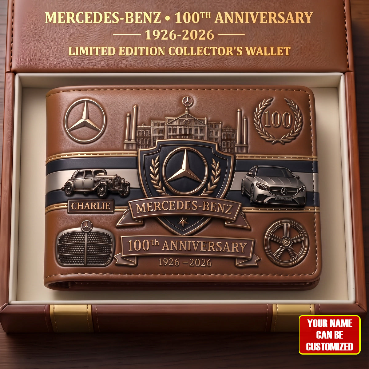 Personalized Merc 100TH Anniversary Leather Wallet (1926-2026)