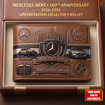 Personalized Merc 100TH Anniversary Leather Wallet (1926-2026)