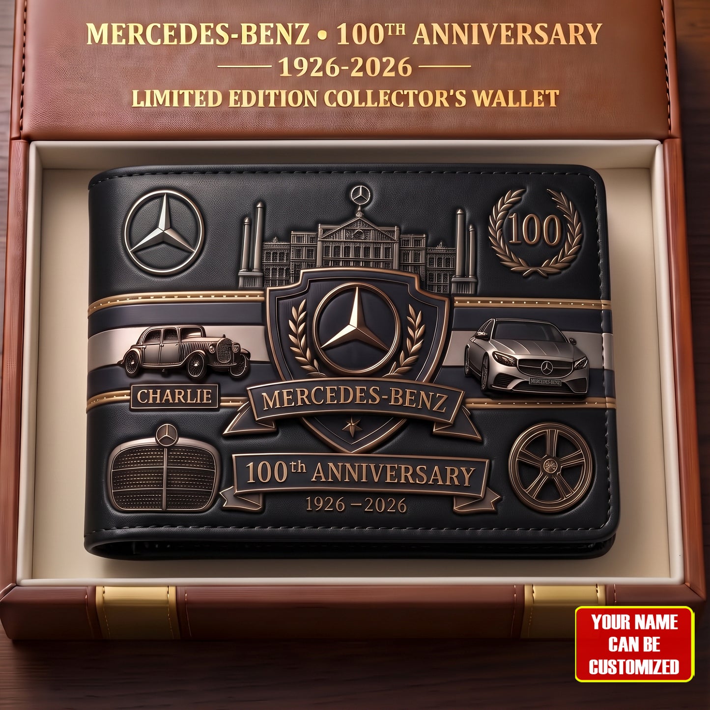 Personalized Merc 100TH Anniversary Leather Wallet (1926-2026)