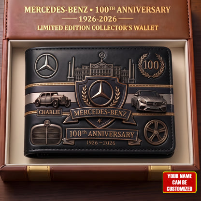 Personalized Merc 100TH Anniversary Leather Wallet (1926-2026)