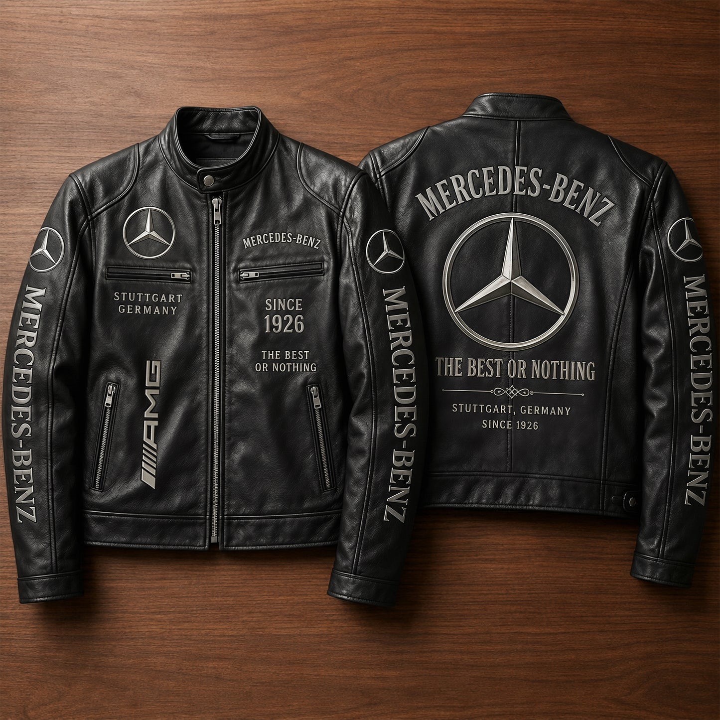 Merc AMG Since 1926 Vintage Collar Leather Jacket