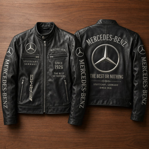 Merc AMG Since 1926 Vintage Collar Leather Jacket