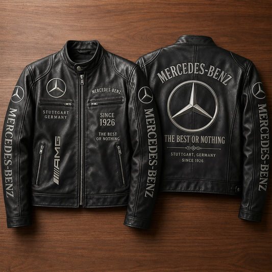 Merc AMG Since 1926 Vintage Collar Leather Jacket