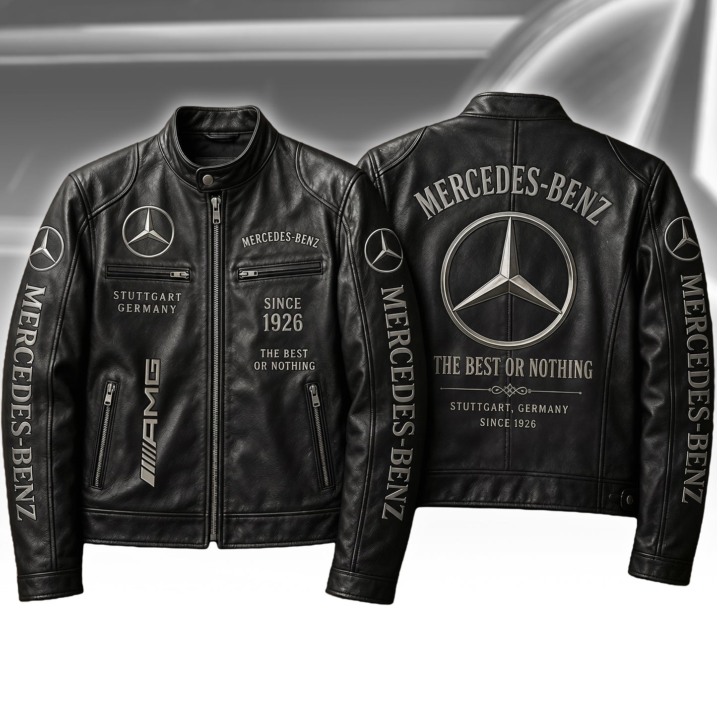 Merc AMG Since 1926 Vintage Collar Leather Jacket