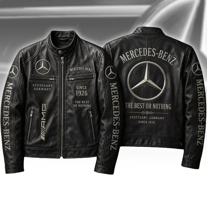 Merc AMG Since 1926 Vintage Collar Leather Jacket