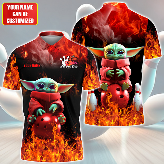 Personalized Name Red Yd Bowling Fire All Over Printed Unisex Shirt Q290512