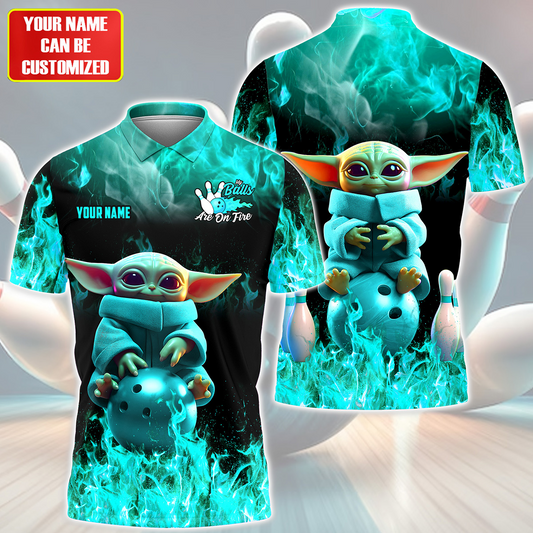 Personalized Name Teal Yd Bowling Fire All Over Printed Unisex Shirt Q290512
