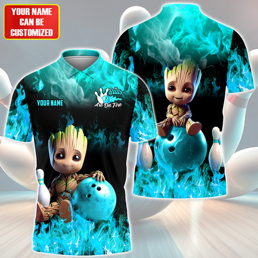 Personalized Name Gr Bowling Fire Teal Version All Over Printed Unisex Shirt Q290513