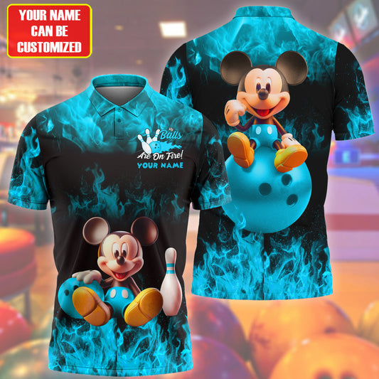 Personalized Name Teal Mk Bowling Fire All Over Printed Unisex Shirt Q020704