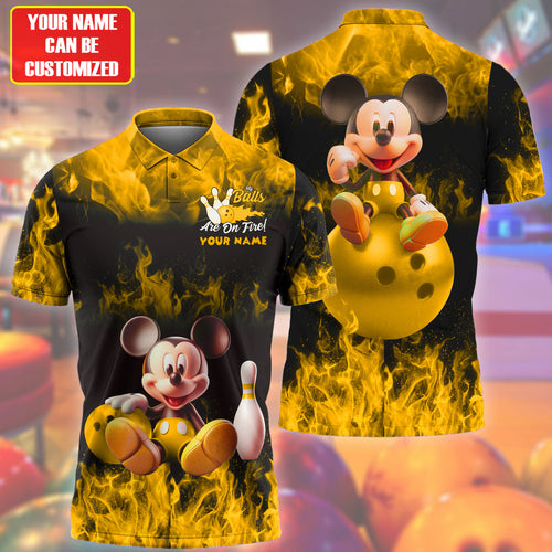 Personalized Name Yellow Mk Bowling Fire All Over Printed Unisex Shirt Q020704