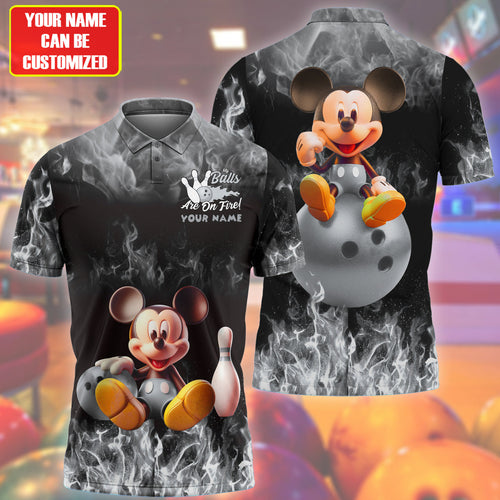 Personalized Name Black Mk Bowling Fire All Over Printed Unisex Shirt Q020704