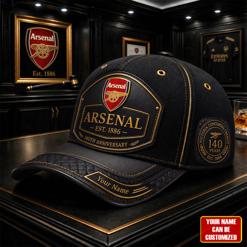 Personalized Arsenal Leather Vintage 140th Anniversary Classic Cap  (1886-2026)