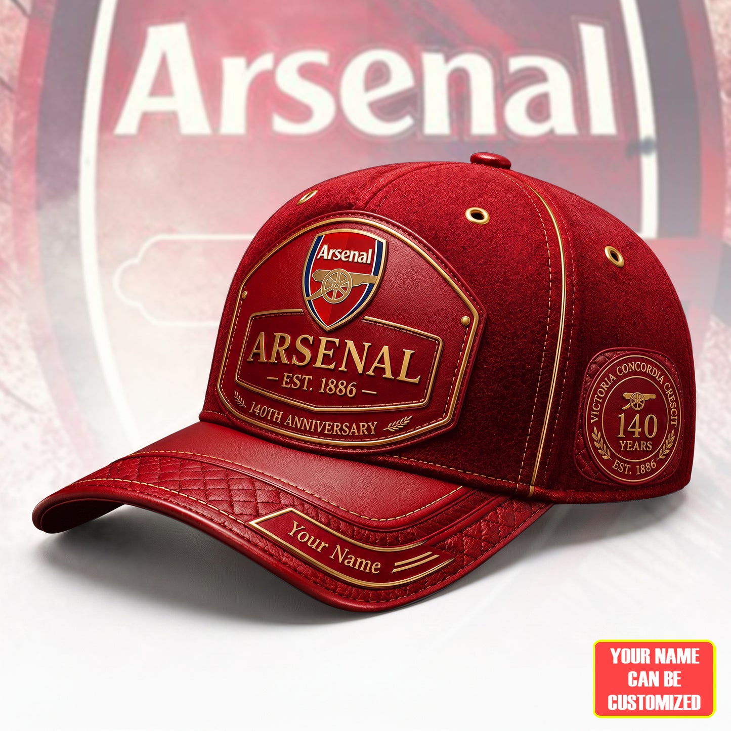 Personalized Arsenal Leather Vintage 140th Anniversary Classic Cap  (1886-2026)
