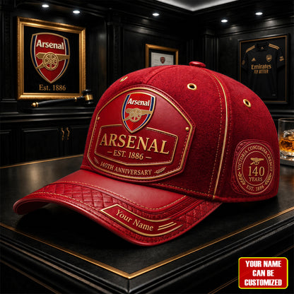 Personalized Arsenal Leather Vintage 140th Anniversary Classic Cap  (1886-2026)