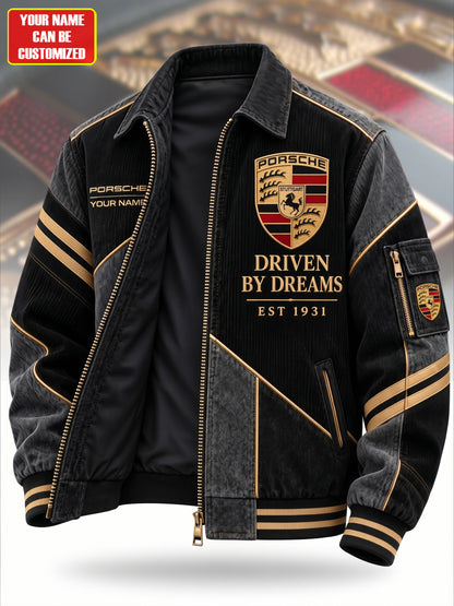 Personalized Pors EST 1931 Casual Zip Up Corduroy Jacket