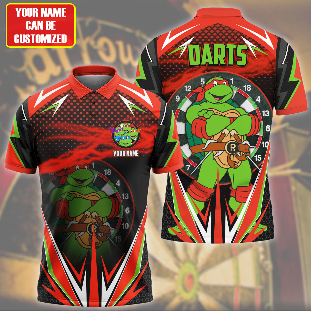 Personalized Name TMNT Darts Red Version All Over Printed Unisex Shirt Q291203