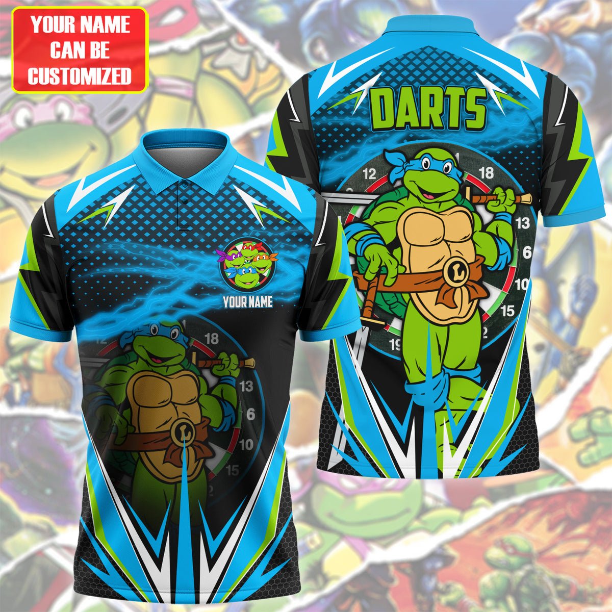 Personalized Name TMNT Darts Teal Version All Over Printed Unisex Shirt Q291204