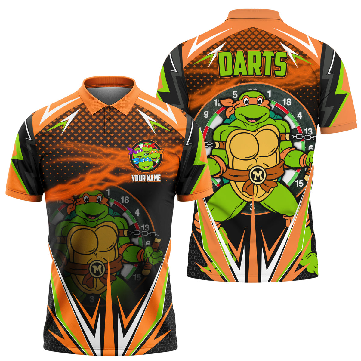 Personalized Name TMNT Darts Orange Version All Over Printed Unisex Shirt Q291205