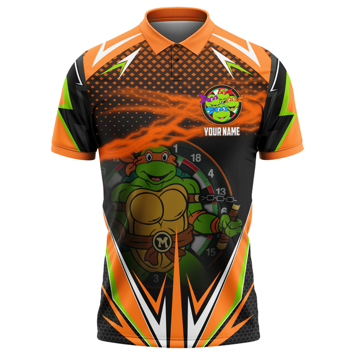 Personalized Name TMNT Darts Orange Version All Over Printed Unisex Shirt Q291205