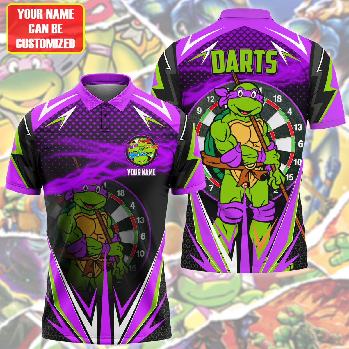 Personalized Name TMNT Darts Purple Version All Over Printed Unisex Shirt Q291206