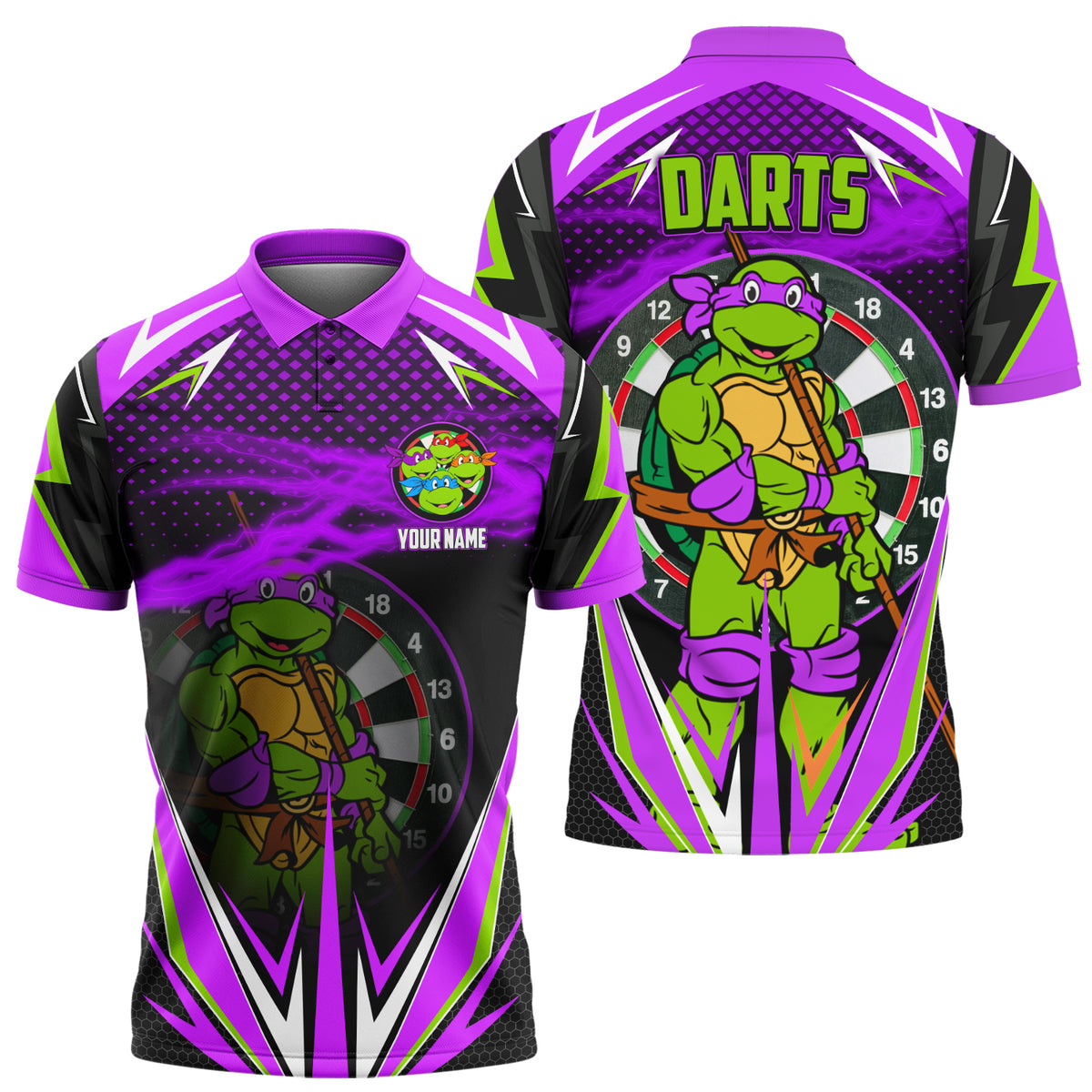 Personalized Name TMNT Darts Purple Version All Over Printed Unisex Shirt Q291206