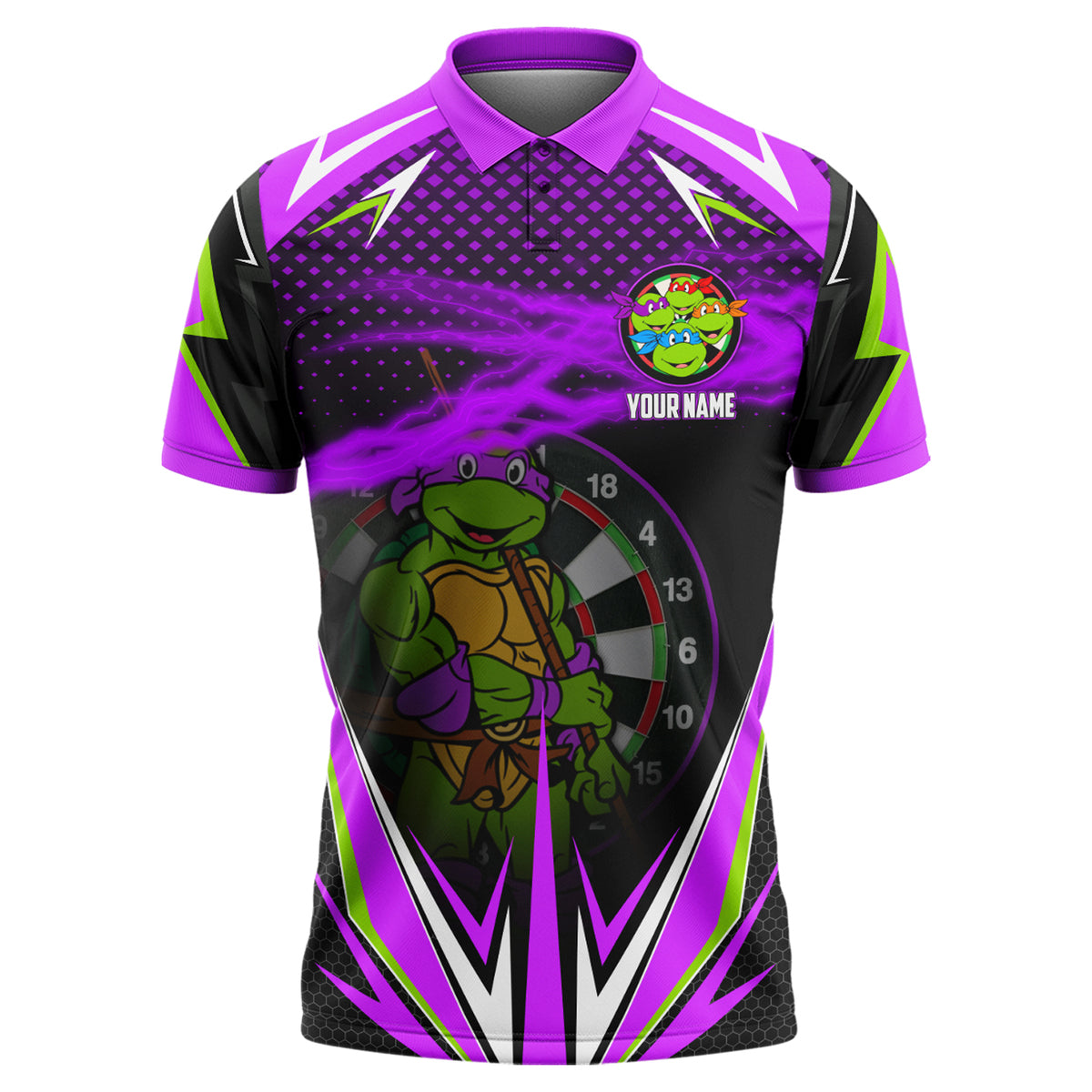 Personalized Name TMNT Darts Purple Version All Over Printed Unisex Shirt Q291206