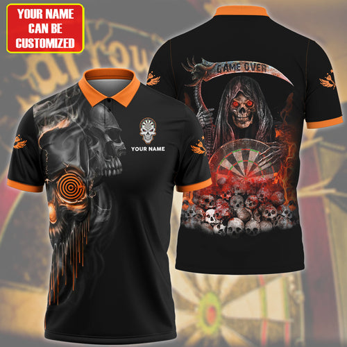 Personalized Name Skull Darts Orange Version All Over Printed Unisex Shirt Q300303