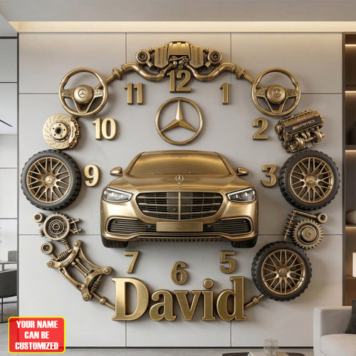 Merc Golden Home Decorative 3D Visual Effect Acrylic Wall Clock