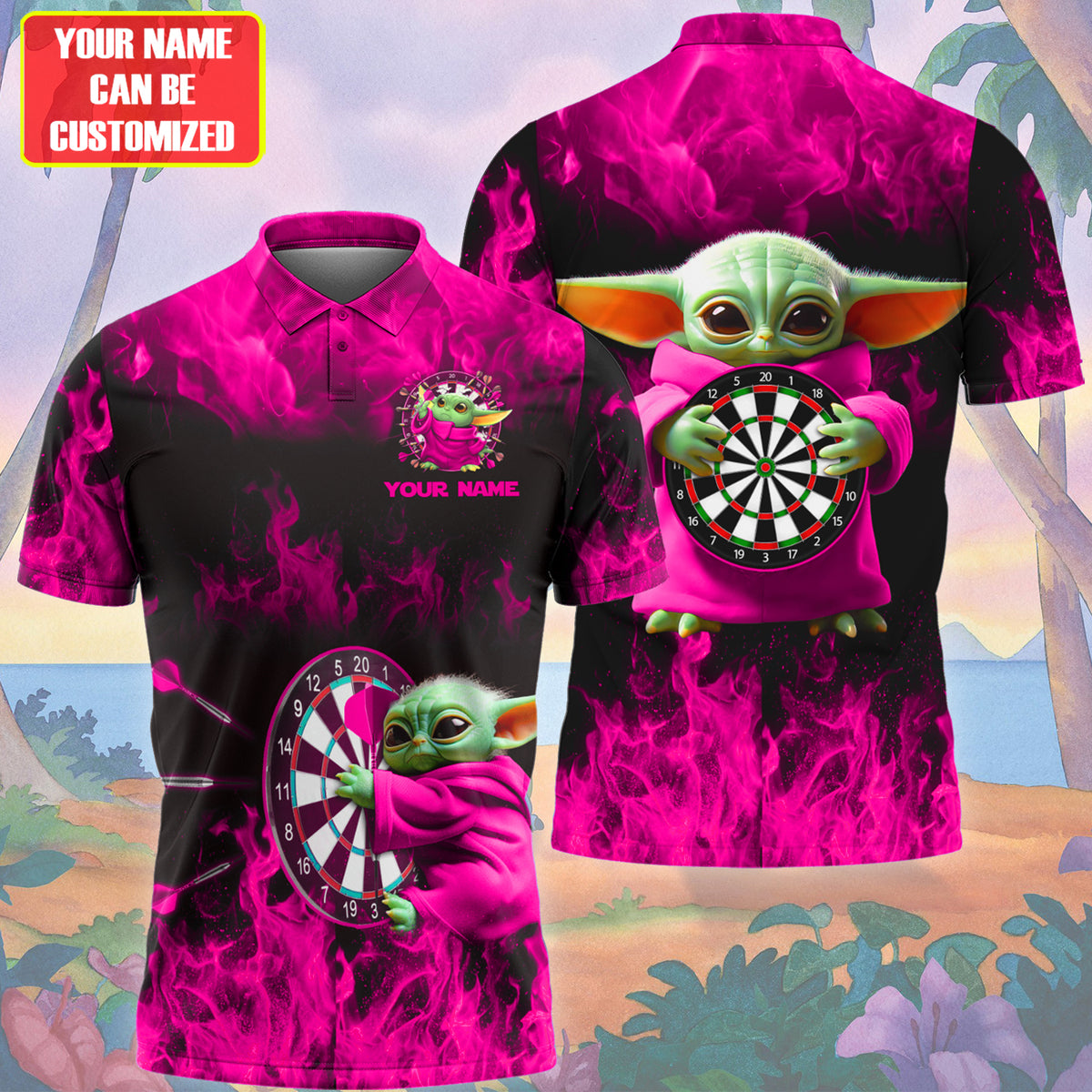 Personalized Name Pink Yd Darts Fire All Over Printed Unisex Shirt Q300501