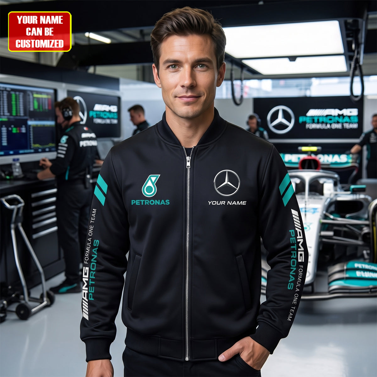 Personalized Merc AMG Petronas 2026 Zipper Stand Collar Jacket