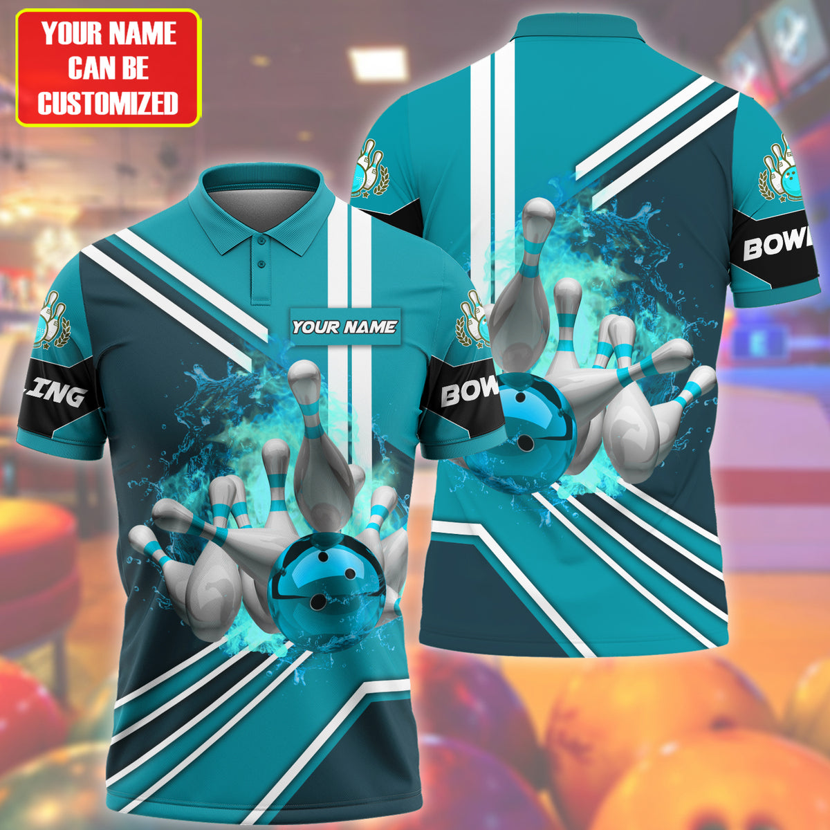 Personalized Name Teal Bowling Ball All Over Printed Unisex Shirt Q310306