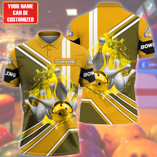 Personalized Name Yellow Bowling Ball All Over Printed Unisex Shirt Q310306
