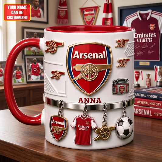 Personalized Arsenal Football Club Accent Mug , Cream Mug Gifts , Holiday Gifts