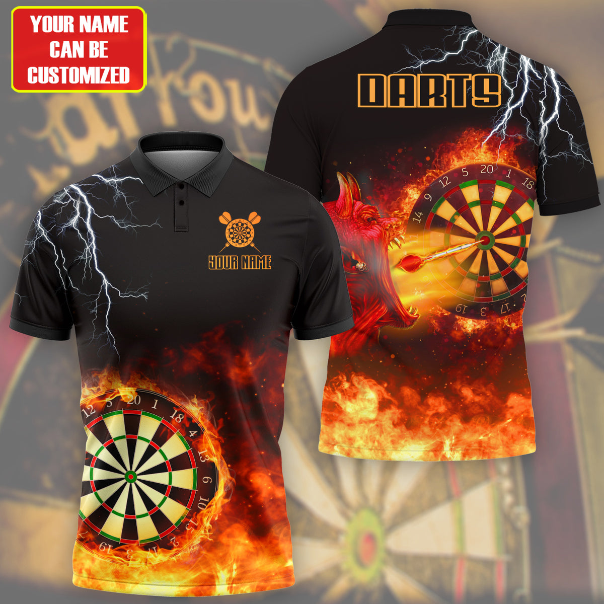 Personalized Name Devil Fire Darts All Over Printed Unisex Shirt Q310706