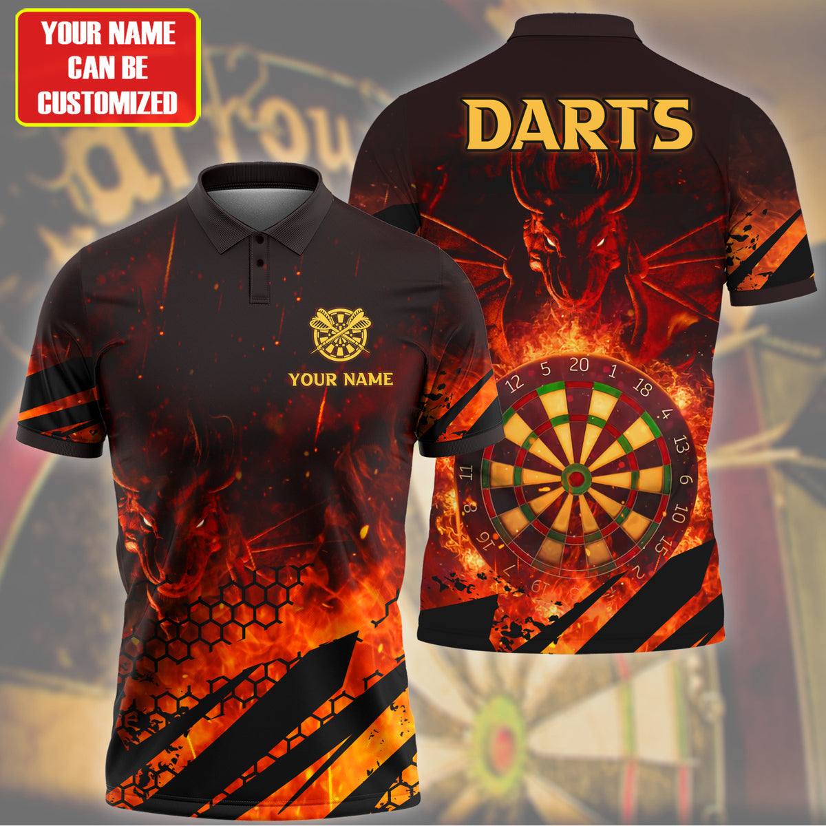 Personalized Name Dragon Fire Darts Q2 All Over Printed Unisex Shirt Q310707