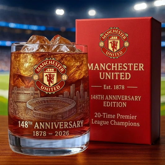 Personalized MU FC 148 Years Anniversary Whisky , MU Whiskey Glass, Holiday Gifts V2