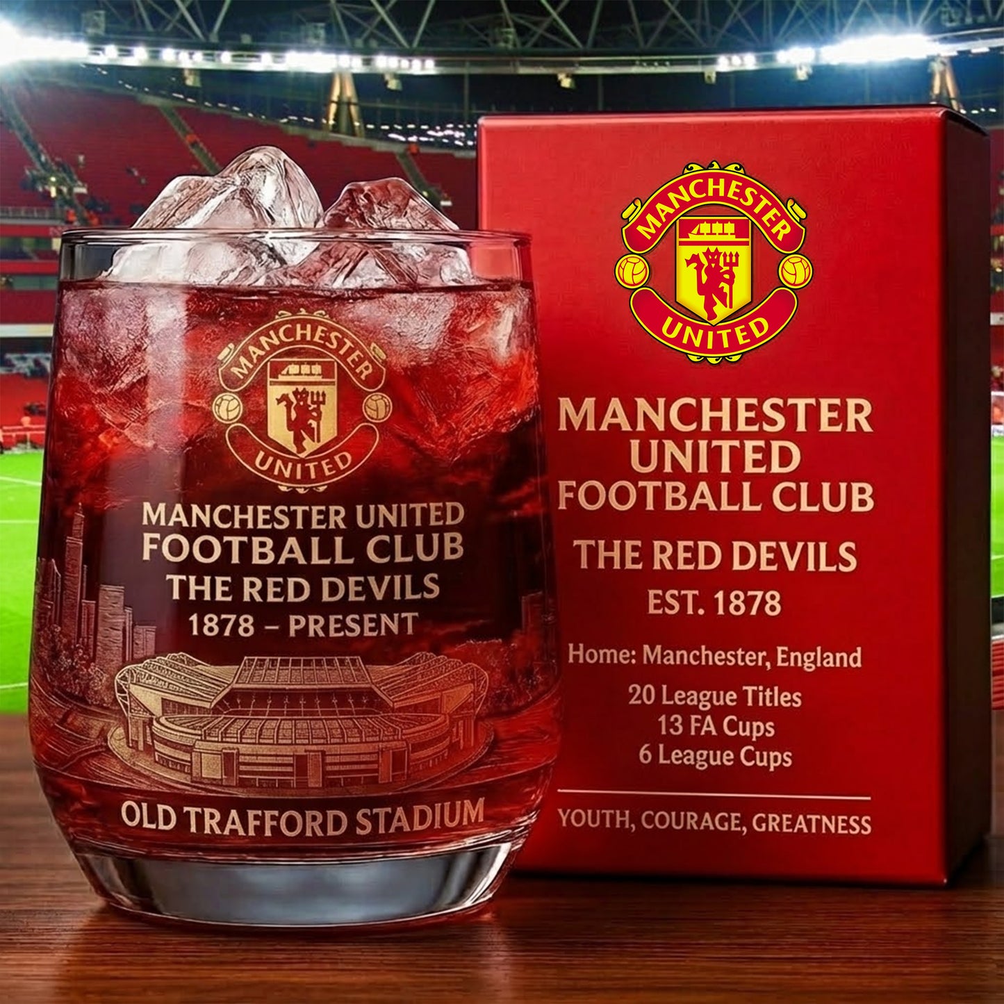 Personalized MU FC 148 Years Anniversary Whisky , MU Whiskey Glass, Holiday Gifts V3