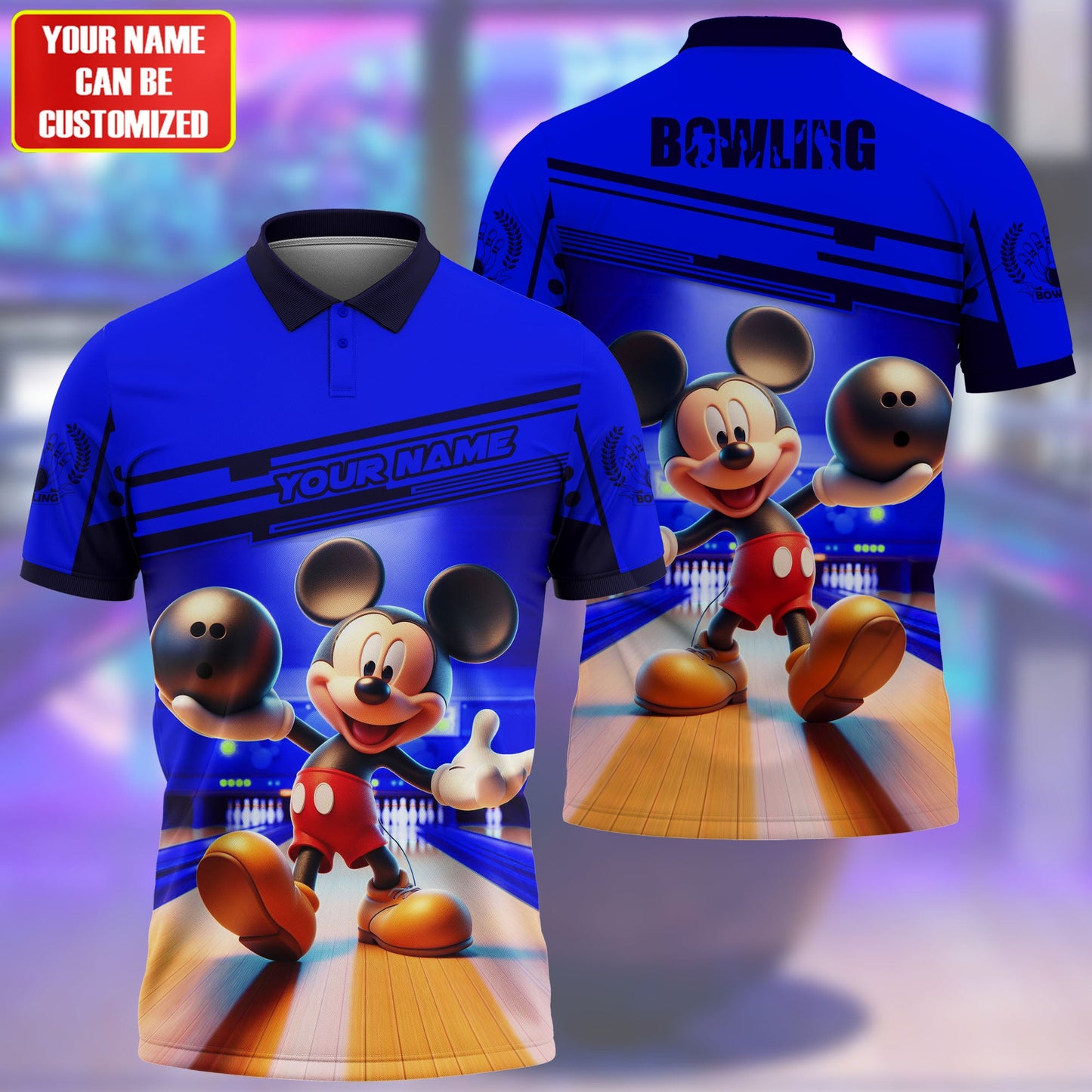 Personalized Name MK Bowling Blue Version All Over Printed Unisex Shirt QB010403