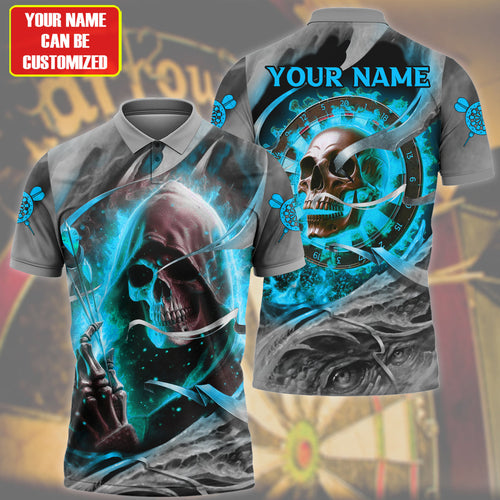 Personalized Name Skull Darts Teal Version All Over Printed Unisex Shirt QB020401