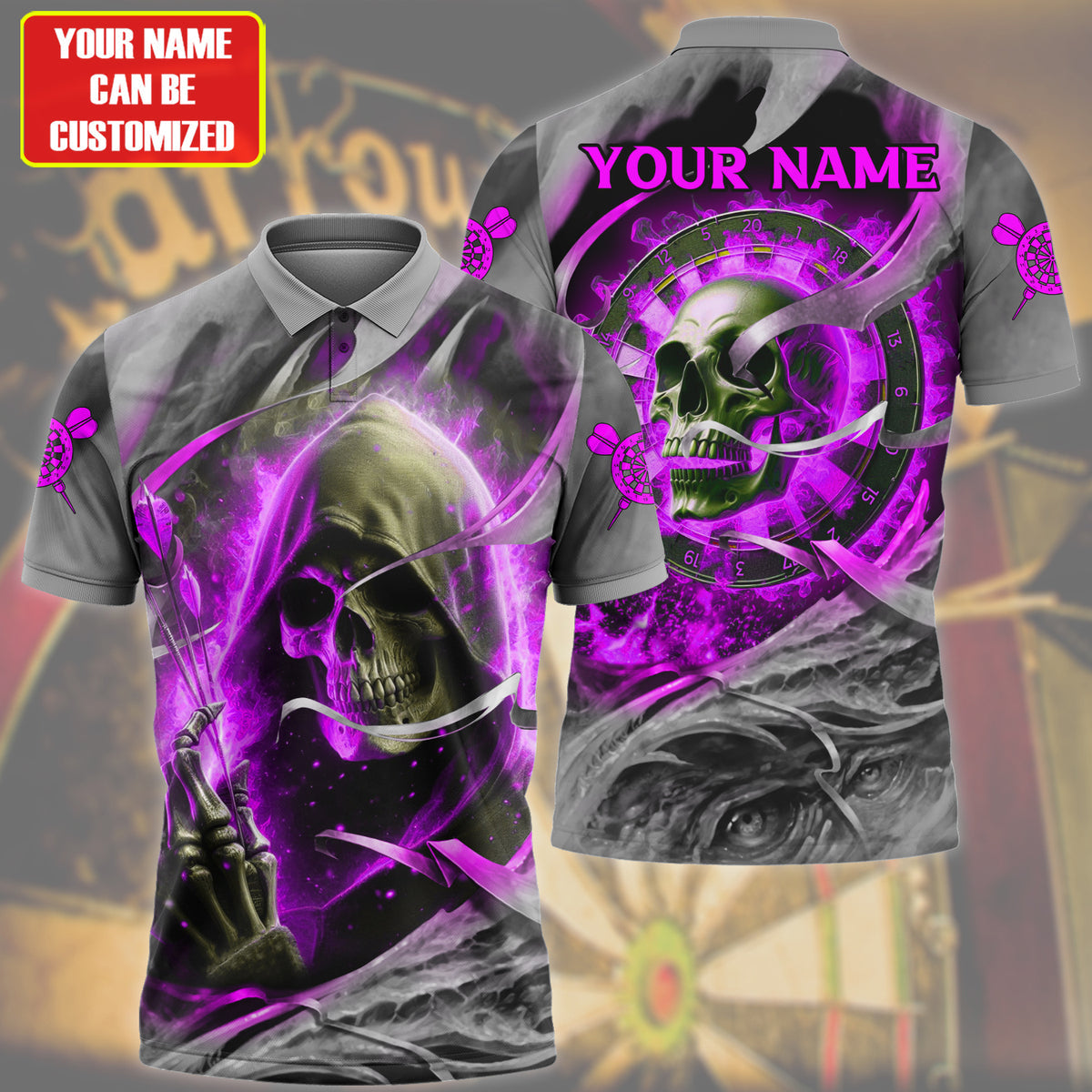 Personalized Name Skull Darts Red Version All Over Printed Unisex Shirt QB020401