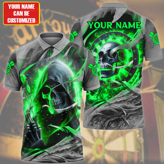 Personalized Name Skull Darts Green Version All Over Printed Unisex Shirt QB020401